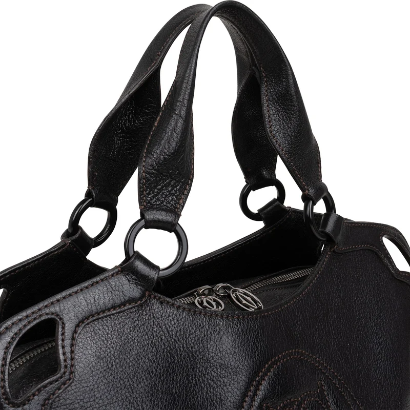 Cartier Black Grained Leather Marcello de Cartier Handbag
