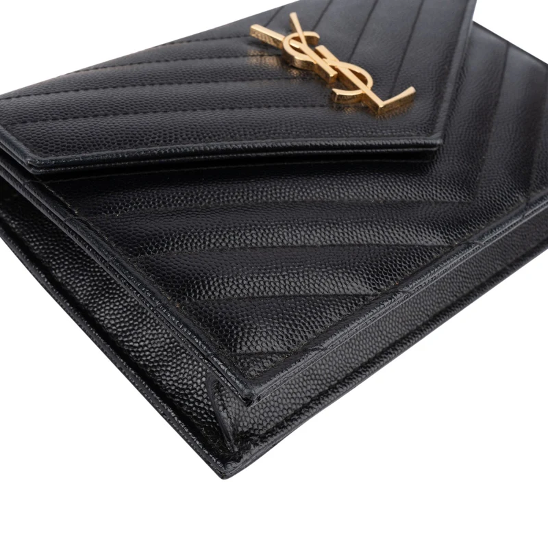 Saint Laurent Grain De Poudre Monogram Wallet On Chain Crossbody Bag