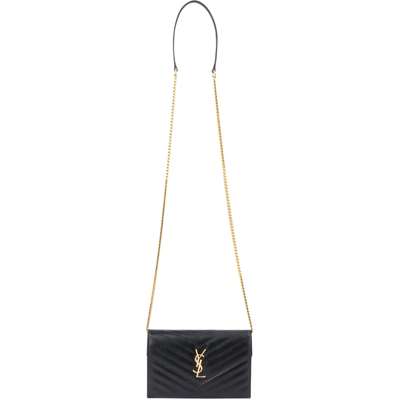 Saint Laurent Grain De Poudre Monogram Wallet On Chain Crossbody Bag