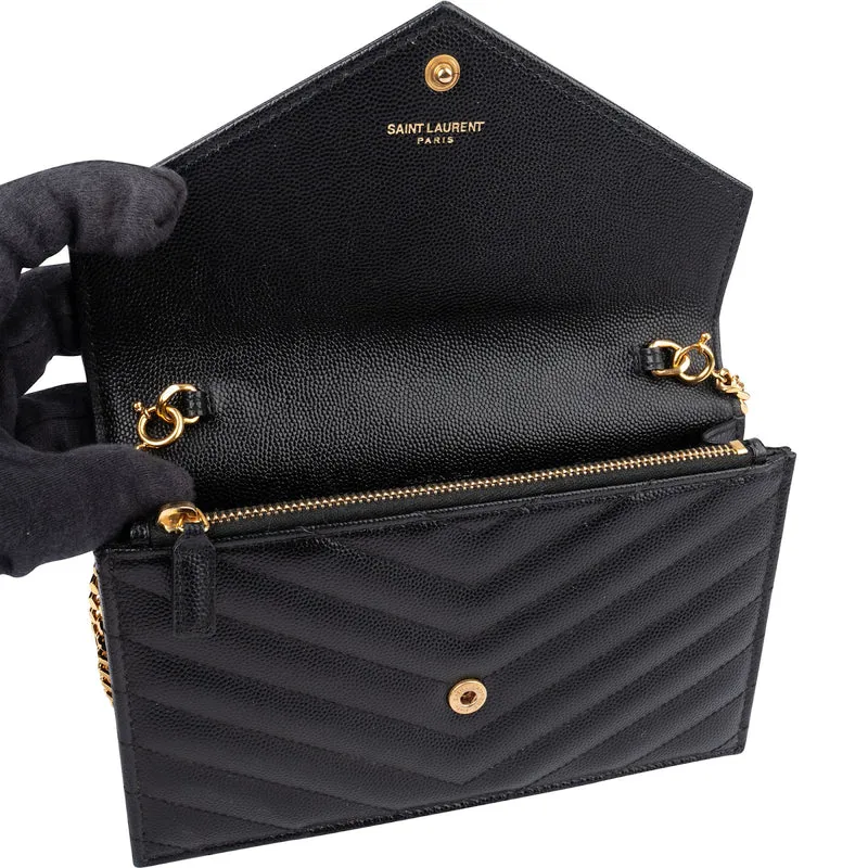 Saint Laurent Grain De Poudre Monogram Wallet On Chain Crossbody Bag