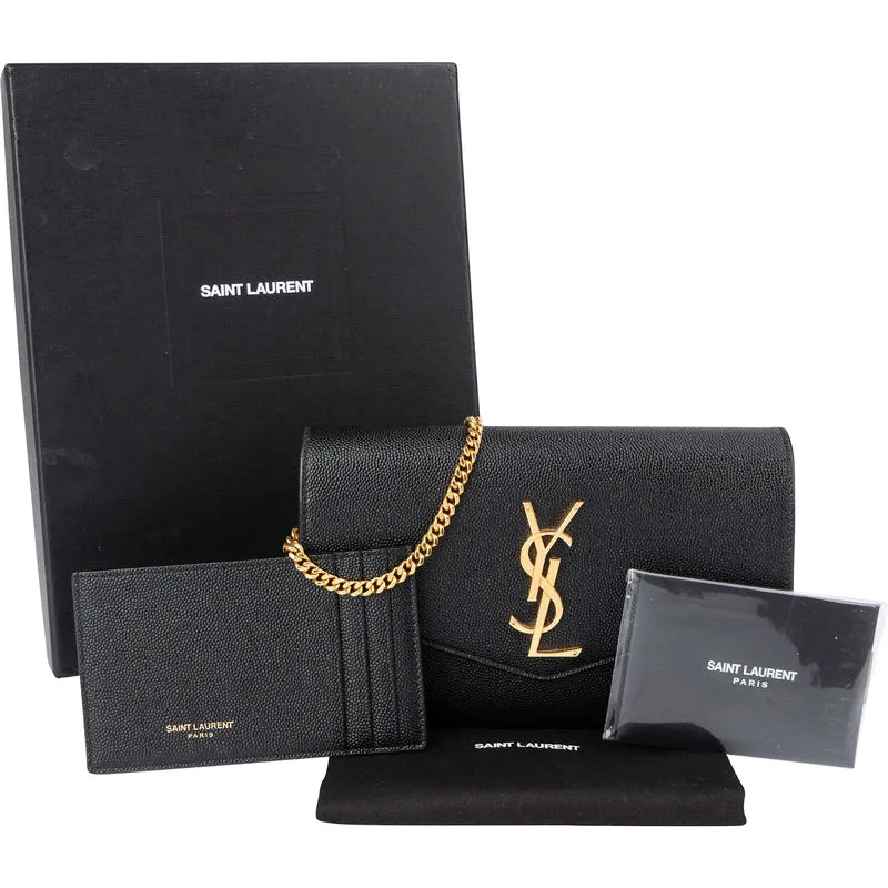 Saint Laurent Grain De Poudre Uptown Wallet On Chain Crossbody Bag