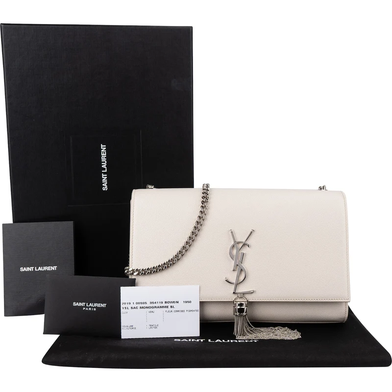 Saint Laurent Grained Leather Kate Tassel Chain Crossbody Bag