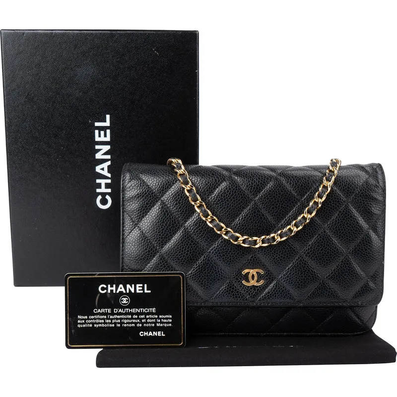 Chanel Quilted Caviar Leather Wallet On Chain Crossbody Bag