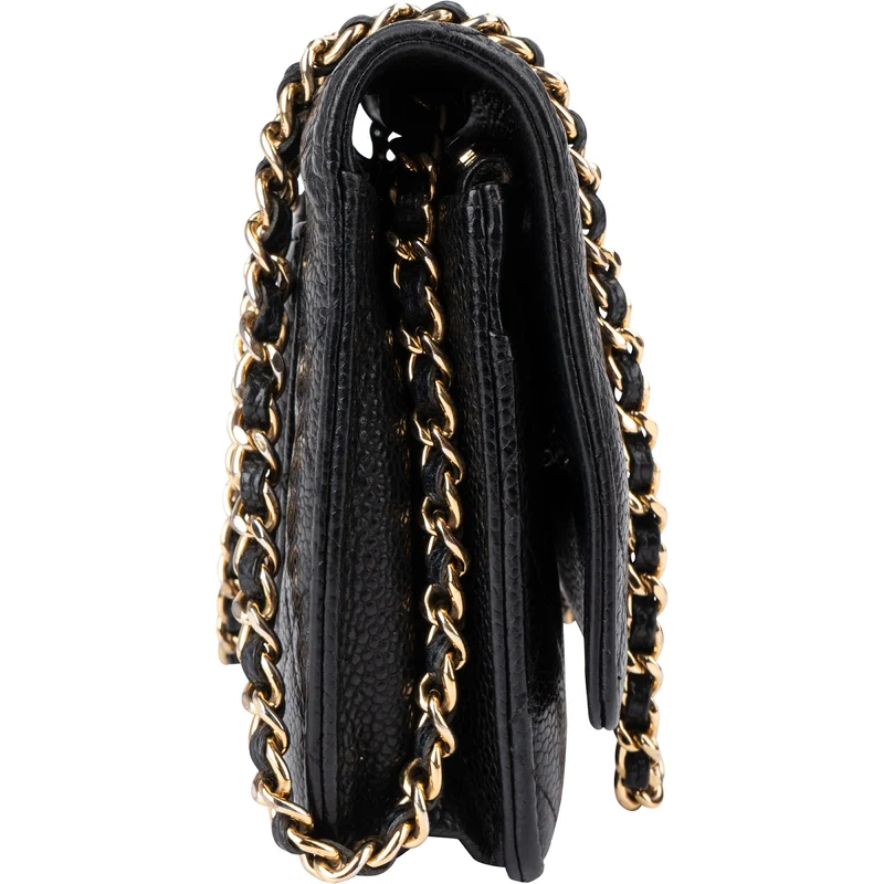 Chanel Quilted Caviar Leather Wallet On Chain Crossbody Bag