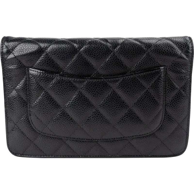 Chanel Quilted Caviar Leather Wallet On Chain Crossbody Bag