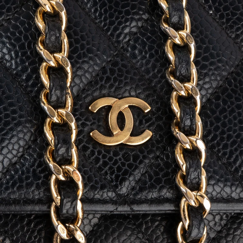 Chanel Quilted Caviar Leather Wallet On Chain Crossbody Bag