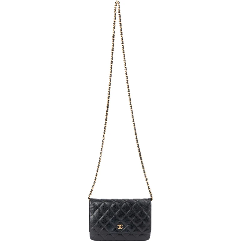 Chanel Quilted Caviar Leather Wallet On Chain Crossbody Bag