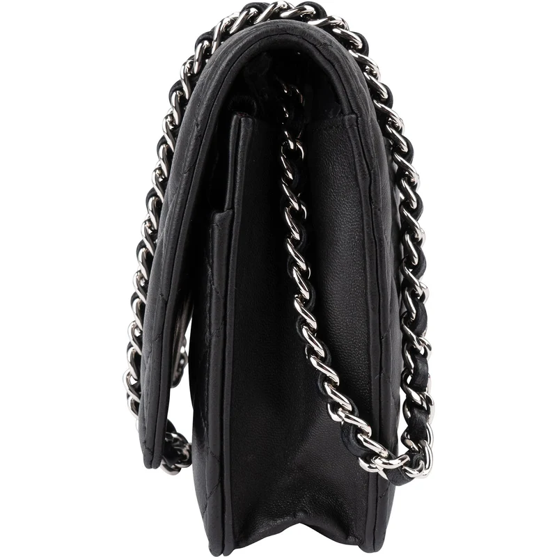 Chanel Quilted Lambskin Palladium Wallet On Chain Crossbody Bag