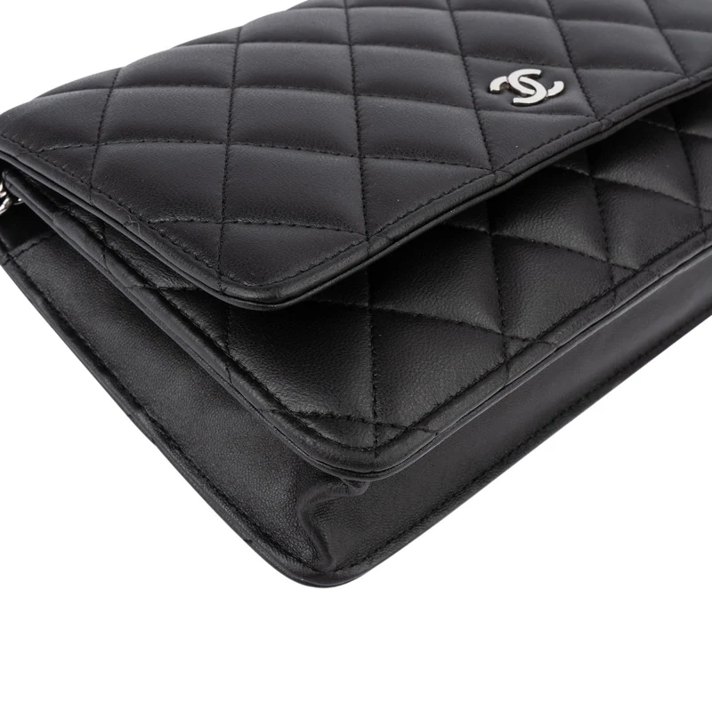 Chanel Quilted Lambskin Palladium Wallet On Chain Crossbody Bag