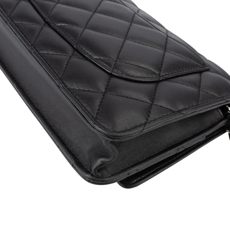 Chanel Quilted Lambskin Palladium Wallet On Chain Crossbody Bag