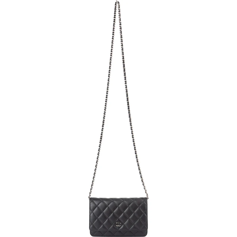 Chanel Quilted Lambskin Palladium Wallet On Chain Crossbody Bag