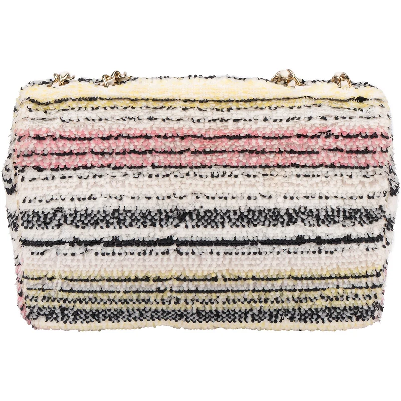 Chanel Sequin Multicolor Striped Small Single Flap Crossbody Bag