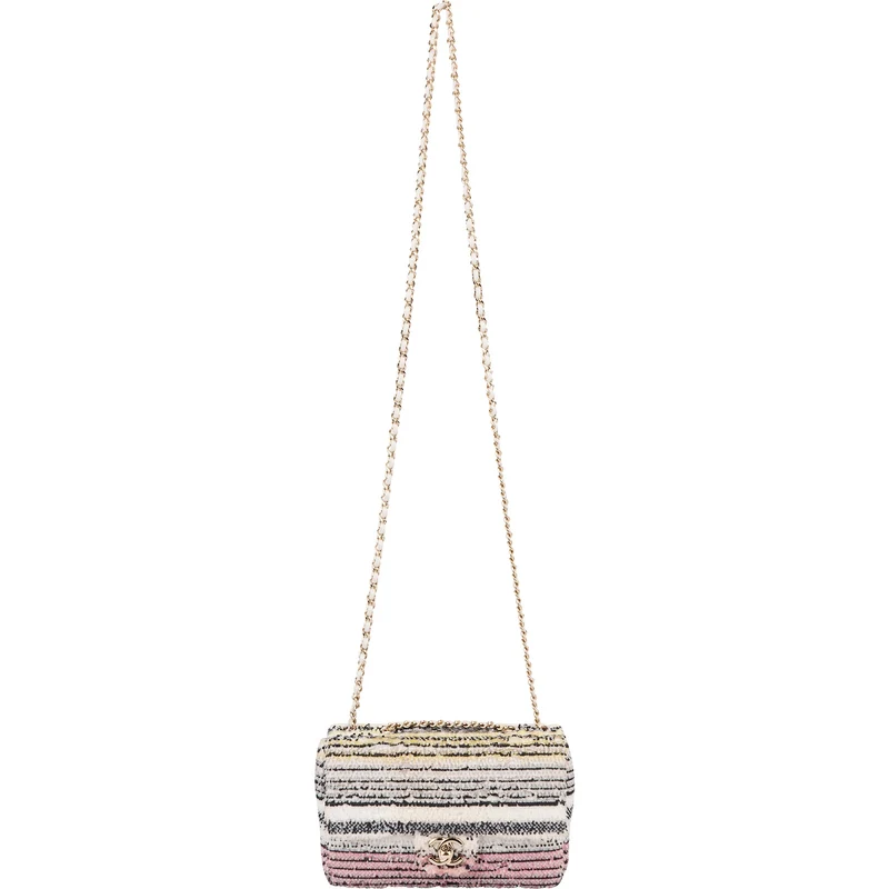 Chanel Sequin Multicolor Striped Small Single Flap Crossbody Bag