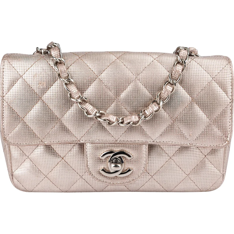 Chanel Metallic Quilted Perforated Leather Small Single Flap Crossbody Bag