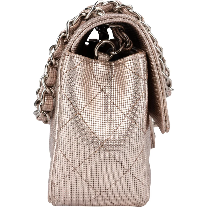 Chanel Metallic Quilted Perforated Leather Small Single Flap Crossbody Bag