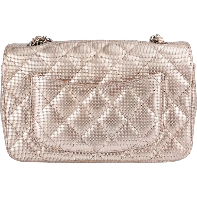Chanel Metallic Quilted Perforated Leather Small Single Flap Crossbody Bag