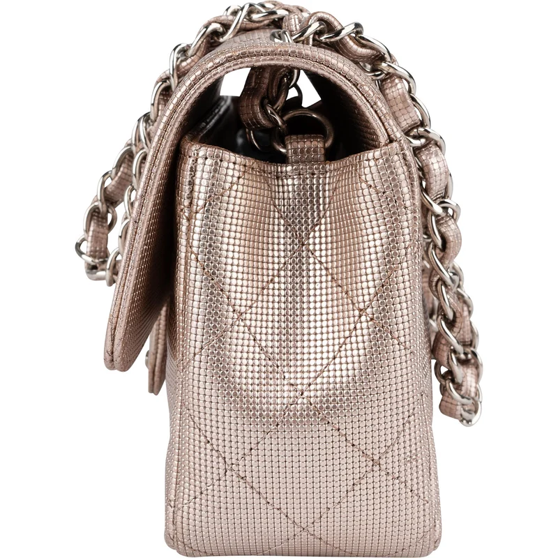 Chanel Metallic Quilted Perforated Leather Small Single Flap Crossbody Bag