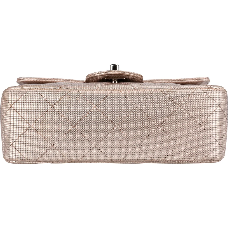 Chanel Metallic Quilted Perforated Leather Small Single Flap Crossbody Bag