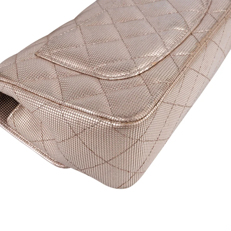 Chanel Metallic Quilted Perforated Leather Small Single Flap Crossbody Bag