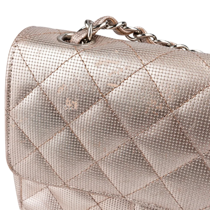 Chanel Metallic Quilted Perforated Leather Small Single Flap Crossbody Bag