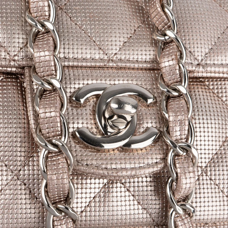 Chanel Metallic Quilted Perforated Leather Small Single Flap Crossbody Bag