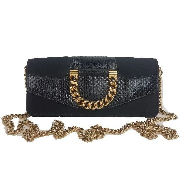 Dolce Gabbana Vintage Satin Snakeskin Crossbody Bag