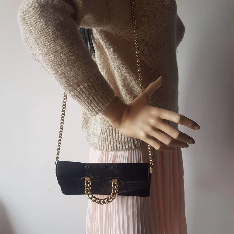 Dolce Gabbana Vintage Satin Snakeskin Crossbody Bag