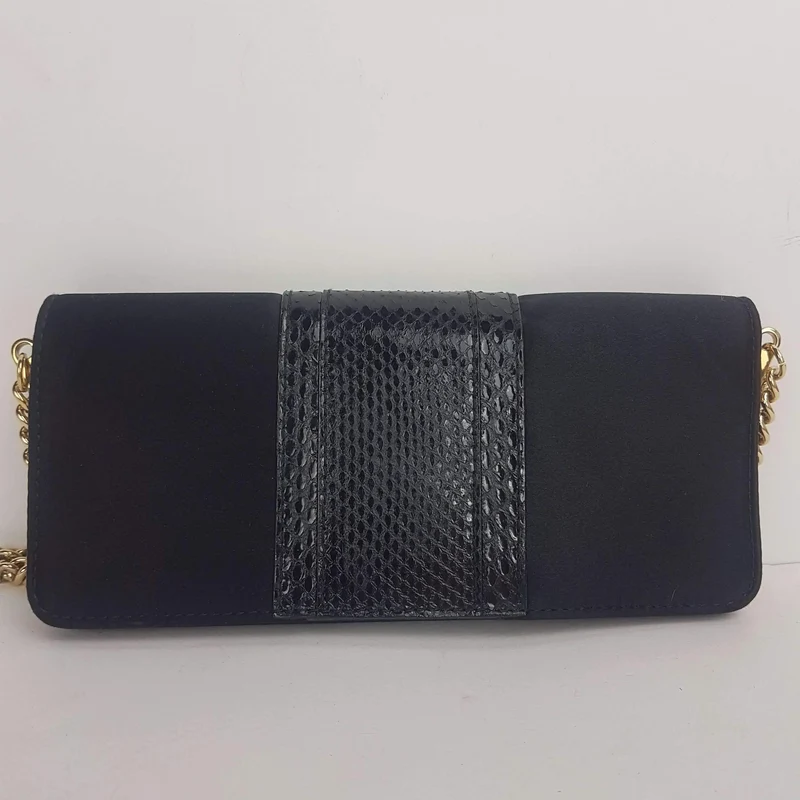 Dolce Gabbana Vintage Satin Snakeskin Crossbody Bag