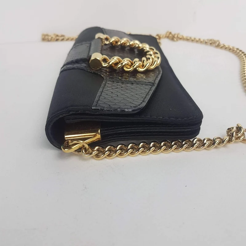 Dolce Gabbana Vintage Satin Snakeskin Crossbody Bag