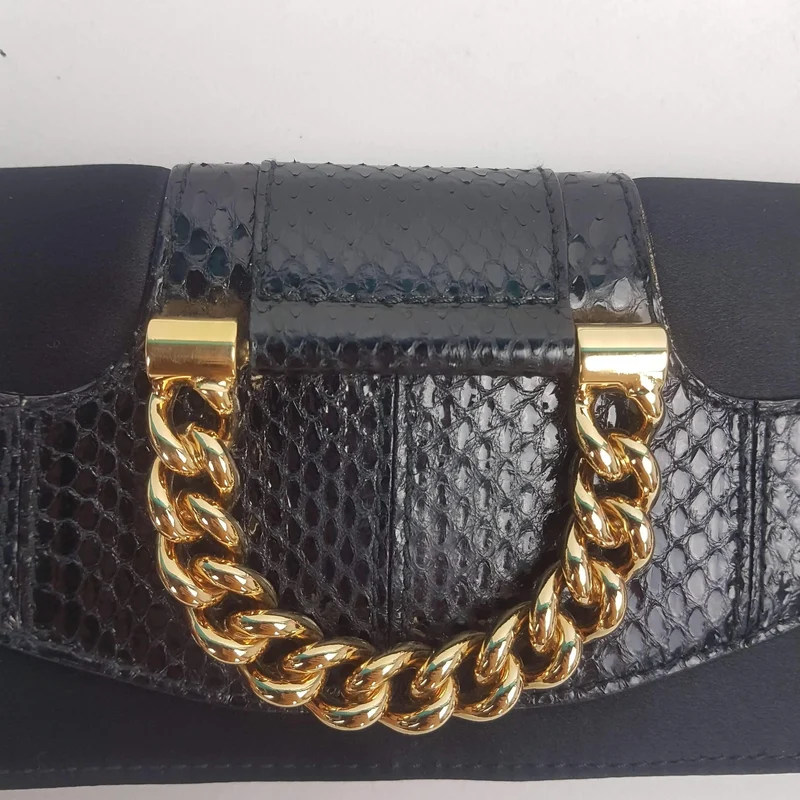 Dolce Gabbana Vintage Satin Snakeskin Crossbody Bag