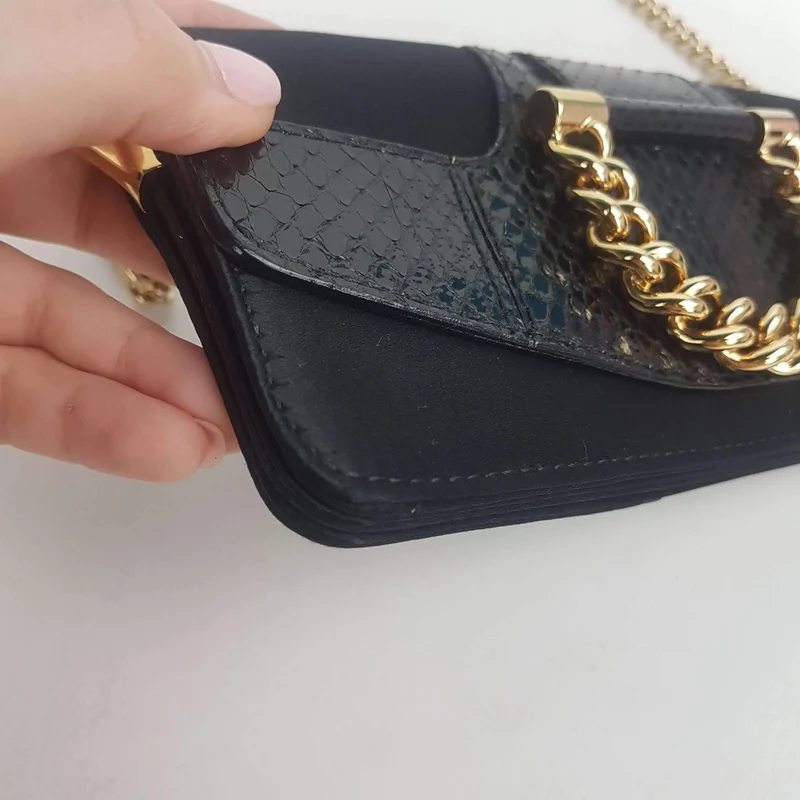 Dolce Gabbana Vintage Satin Snakeskin Crossbody Bag