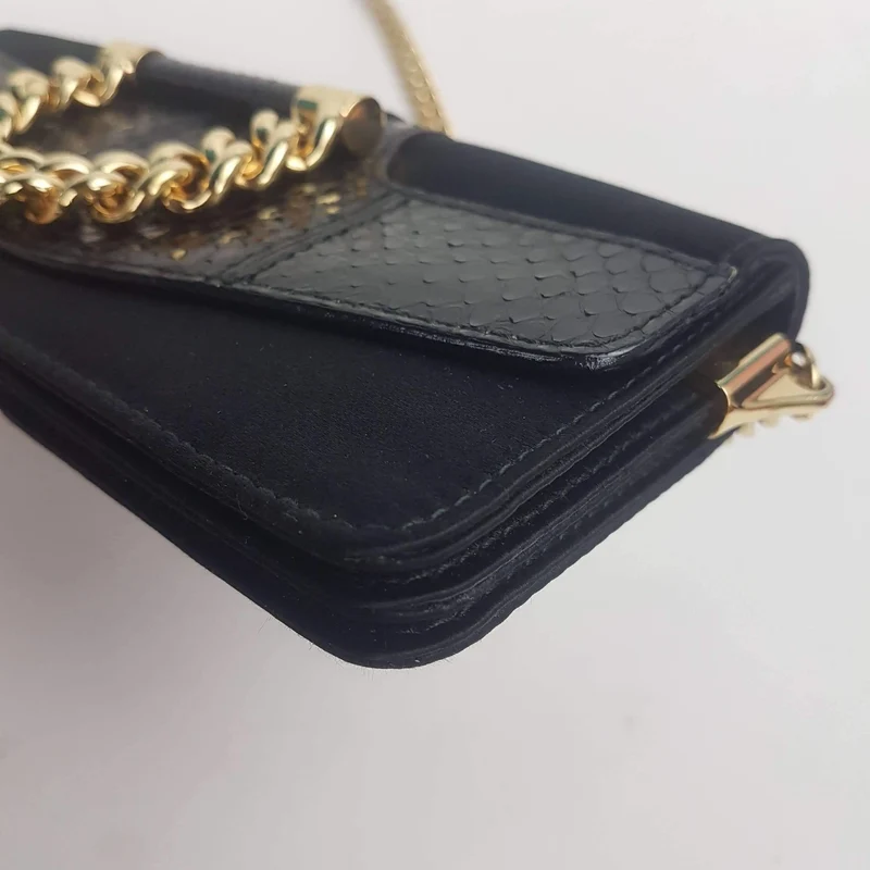 Dolce Gabbana Vintage Satin Snakeskin Crossbody Bag