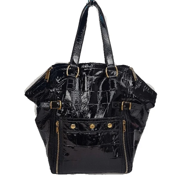 YSL Downtown Croc Embossed Patent Leather Bag
