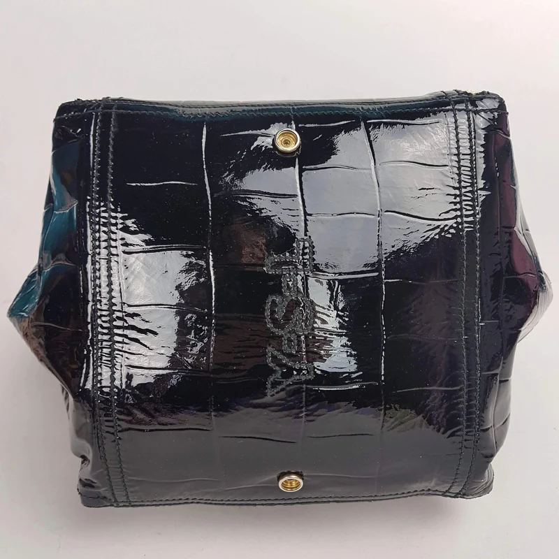 YSL Downtown Croc Embossed Patent Leather Bag