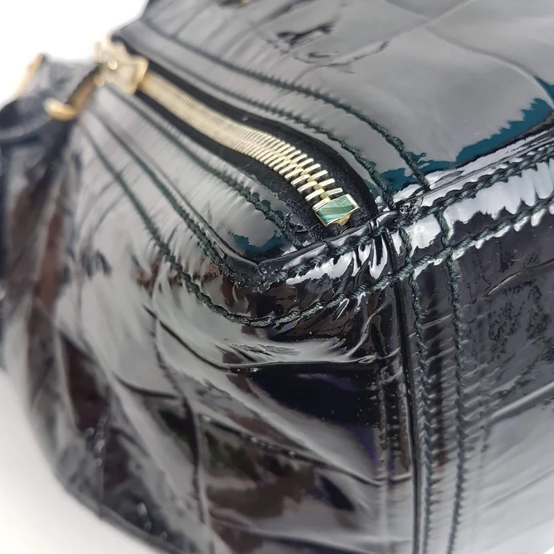YSL Downtown Croc Embossed Patent Leather Bag