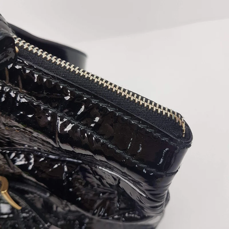 YSL Downtown Croc Embossed Patent Leather Bag