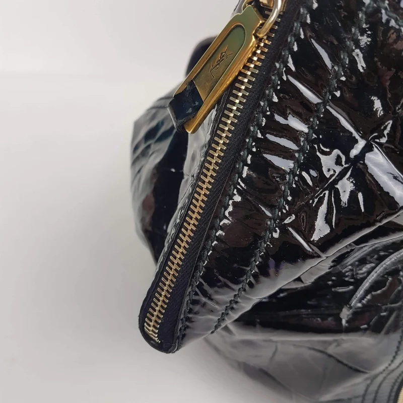 YSL Downtown Croc Embossed Patent Leather Bag