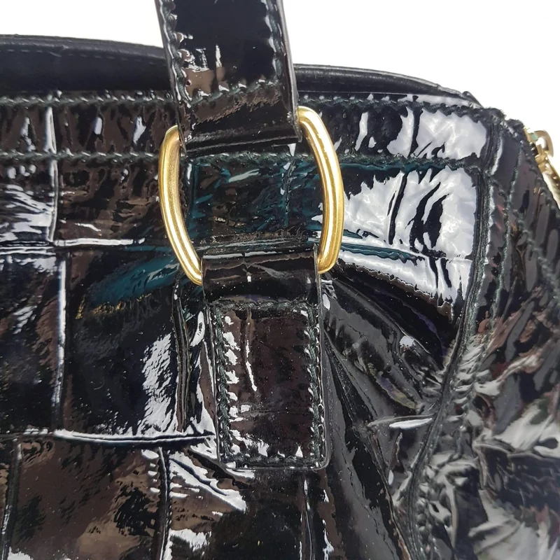 YSL Downtown Croc Embossed Patent Leather Bag