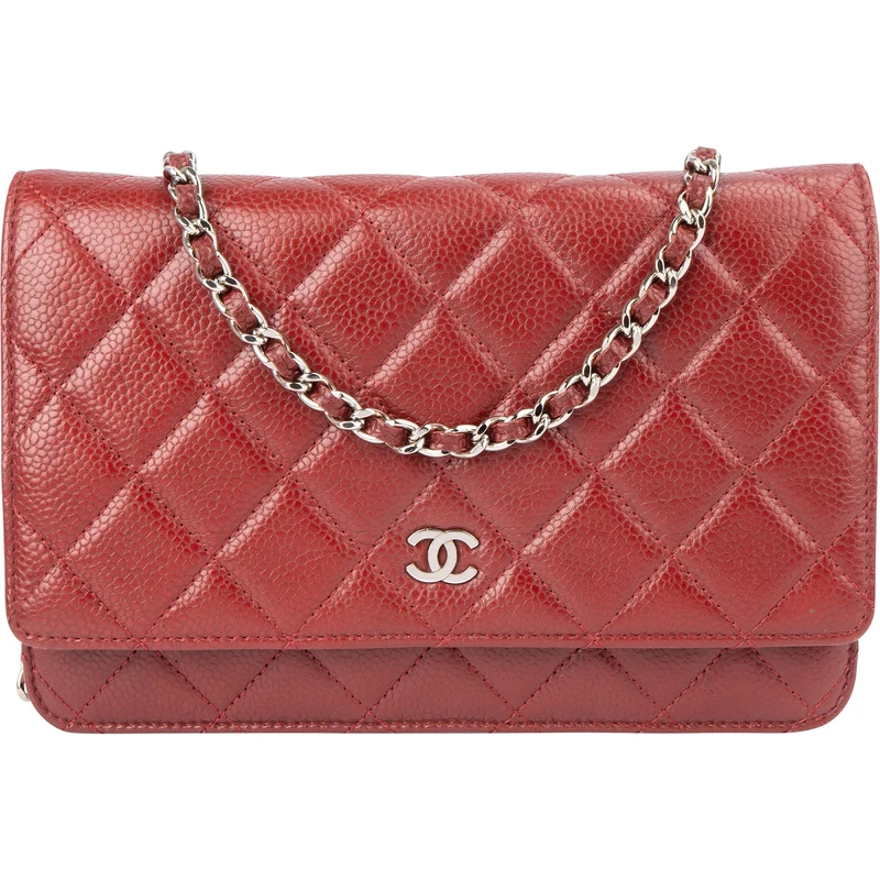 Chanel Quilted Caviar Leather Palladium Wallet On Chain Crossbody Bag