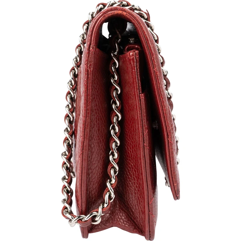 Chanel Quilted Caviar Leather Palladium Wallet On Chain Crossbody Bag