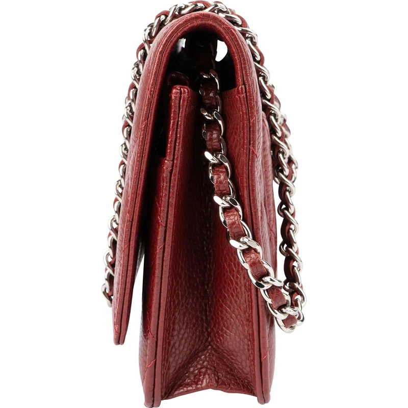 Chanel Quilted Caviar Leather Palladium Wallet On Chain Crossbody Bag