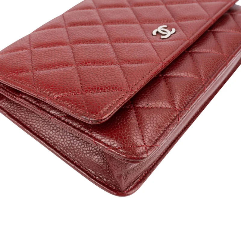 Chanel Quilted Caviar Leather Palladium Wallet On Chain Crossbody Bag
