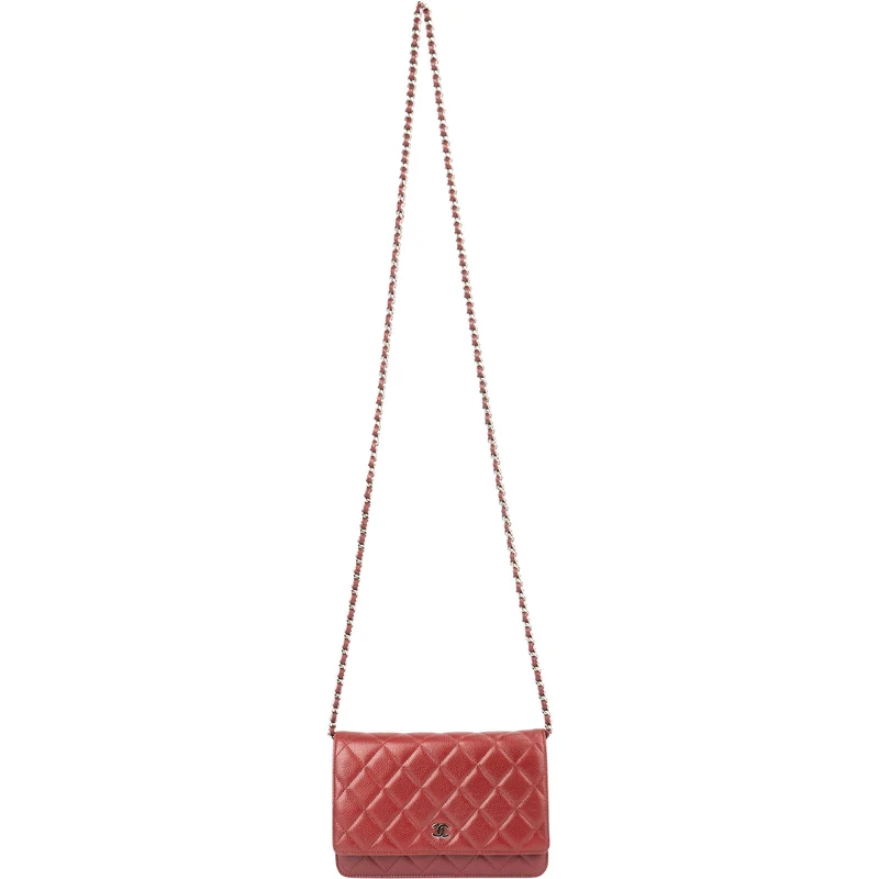 Chanel Quilted Caviar Leather Palladium Wallet On Chain Crossbody Bag