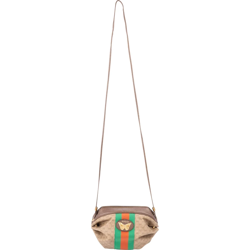 Gucci Monogram GG Supreme Canvas Butterfly Web Crossbody Bag