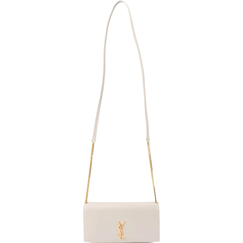 Saint Laurent Grey Smooth Leather Kate Wallet On Chain Crossbody Bag