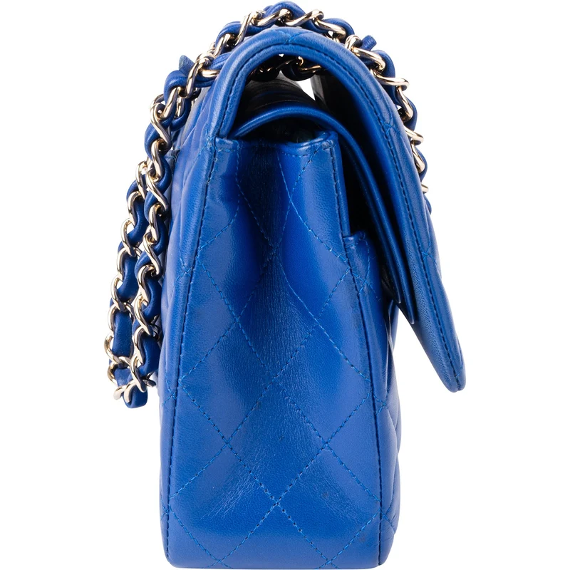 Chanel Bleu Quilted Lambskin Medium Double Flap Shoulder Bag