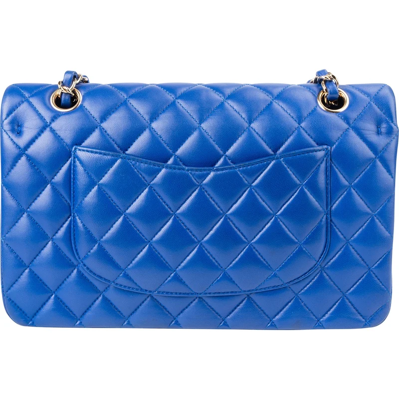 Chanel Bleu Quilted Lambskin Medium Double Flap Shoulder Bag