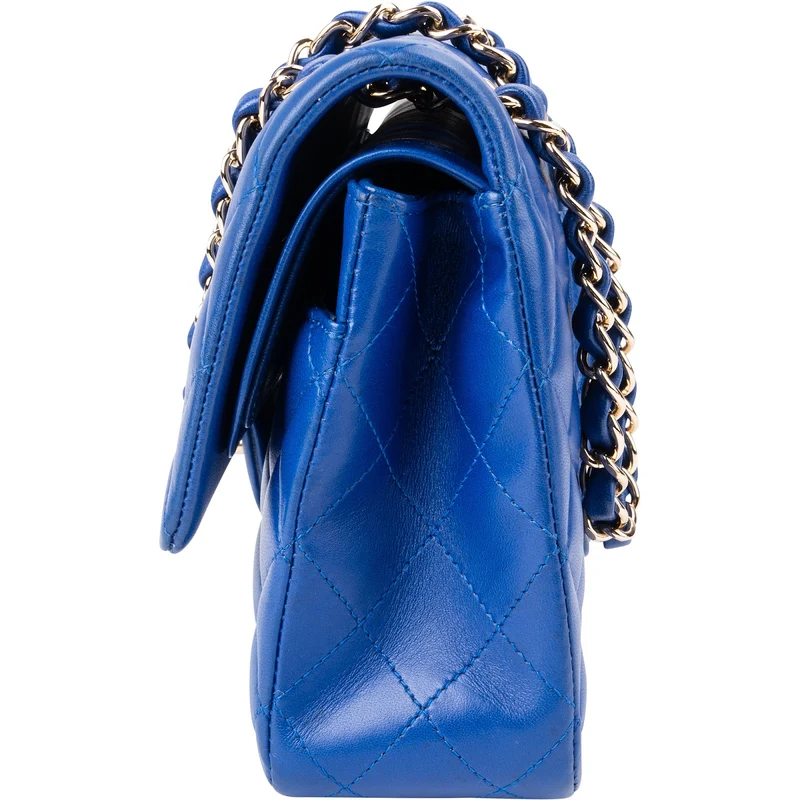 Chanel Bleu Quilted Lambskin Medium Double Flap Shoulder Bag