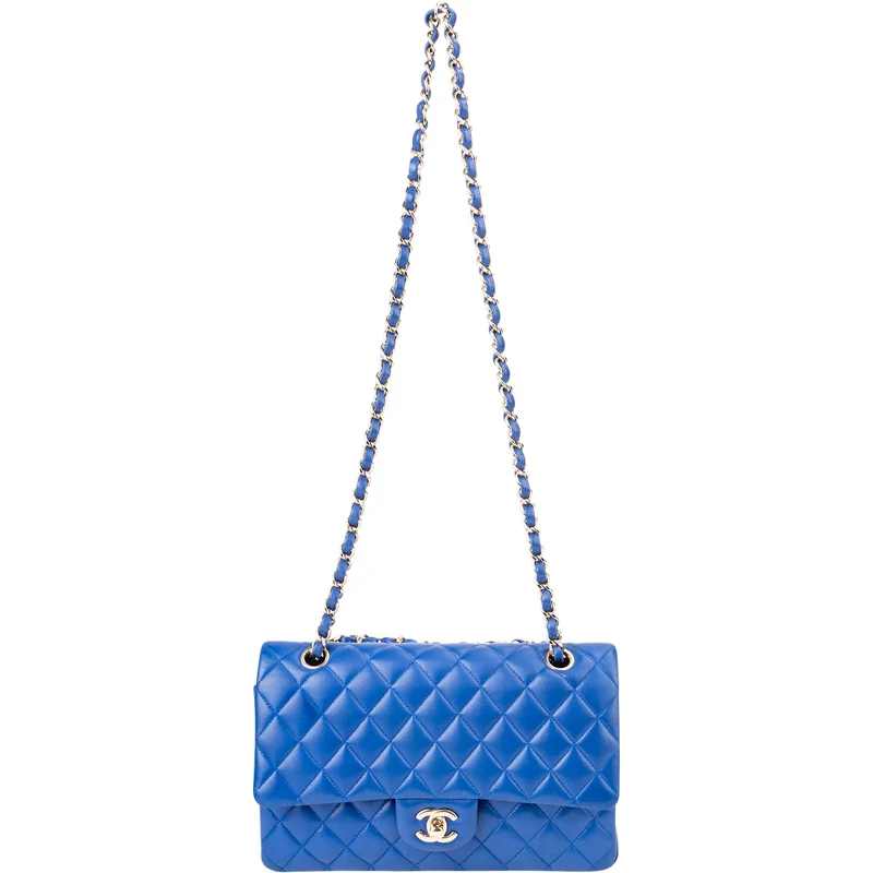 Chanel Bleu Quilted Lambskin Medium Double Flap Shoulder Bag