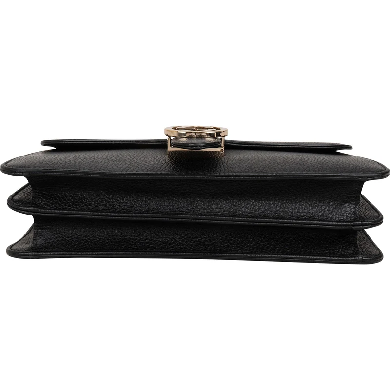 Gucci Grained Leather Interlocking GG Medium Crossbody Bag
